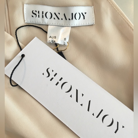 NWT Shona Joy High-Neck Ruched Nude Evening Occassion Wedding Dress, US Size 2 - Picture 8 of 11